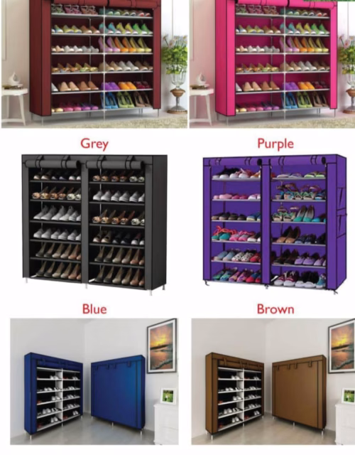 Double Column Portable Shoe Rack