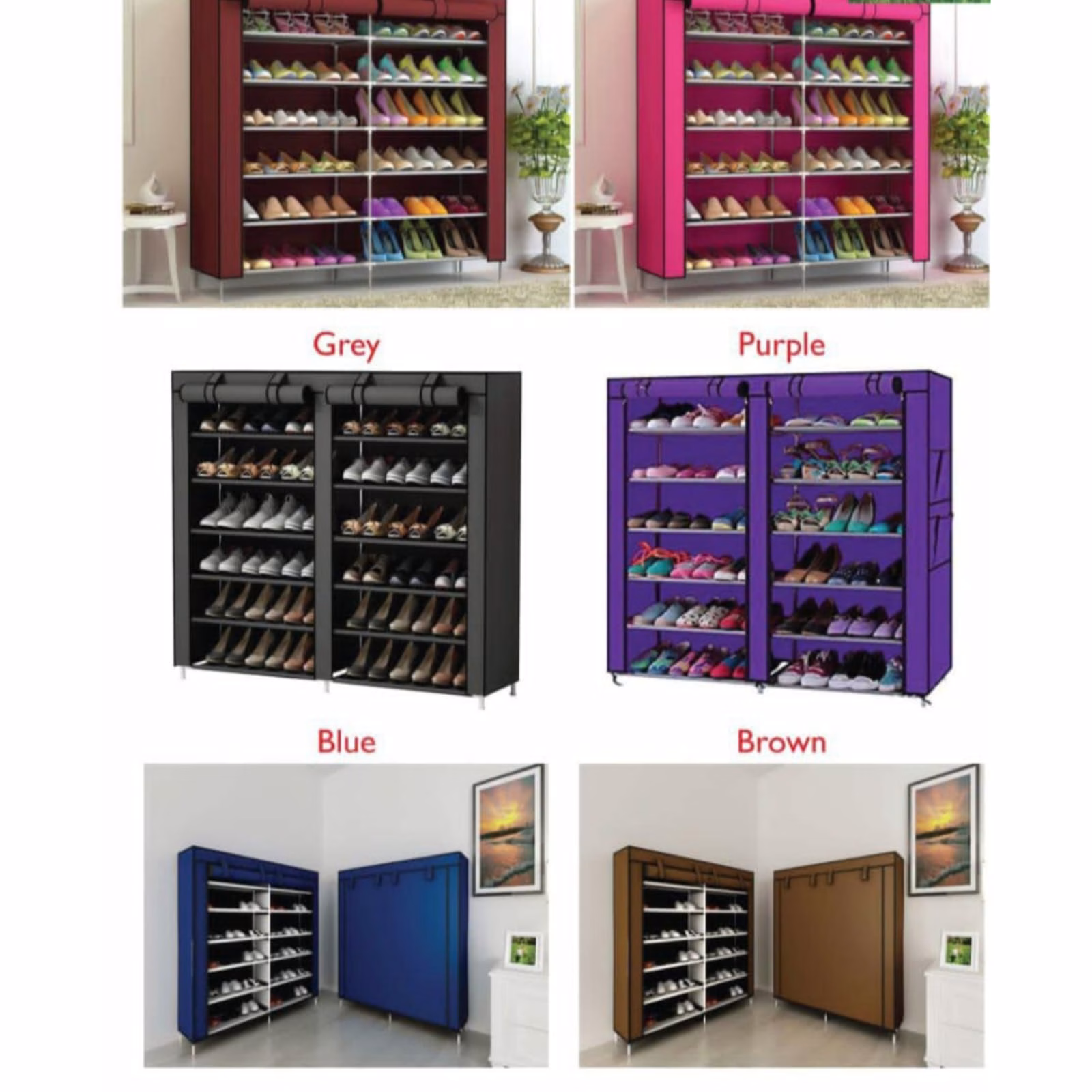 Double Column Portable Shoe Rack