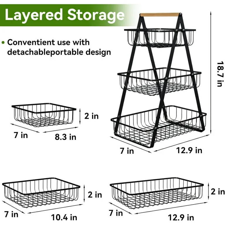 3 Layer Metallic Fruit Basket/Rack - Image 7