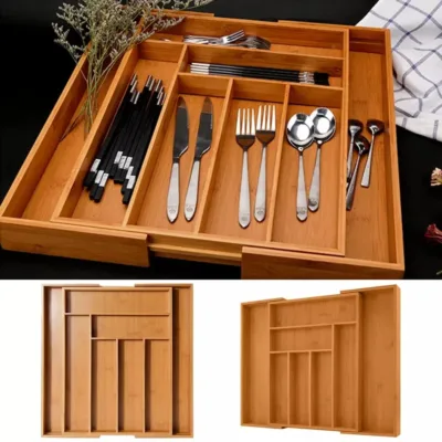42×50cm Bamboo Cutlery Drawer Organizer