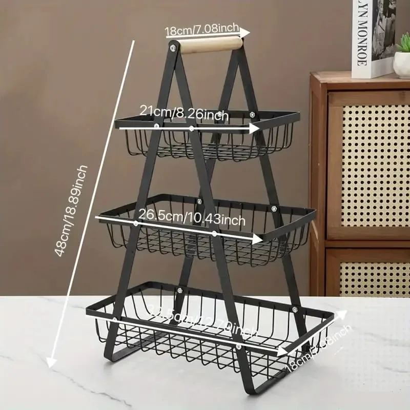 3 Layer Metallic Fruit Basket/Rack - Image 3