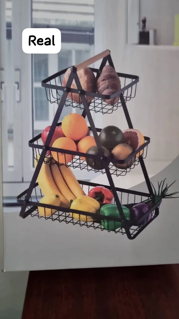 3 Layer Metallic Fruit Basket/Rack - Image 2