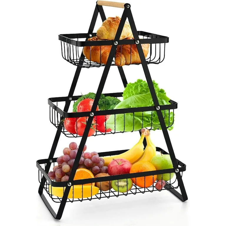 3 Layer Metallic Fruit Basket/Rack - Image 6