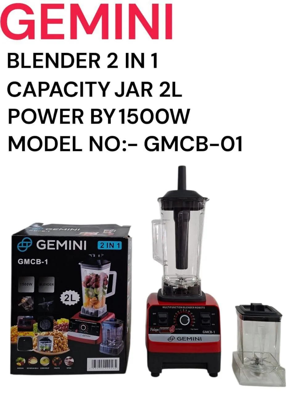 Gemini GMCB-01 2IN1 2L Commercial Blender