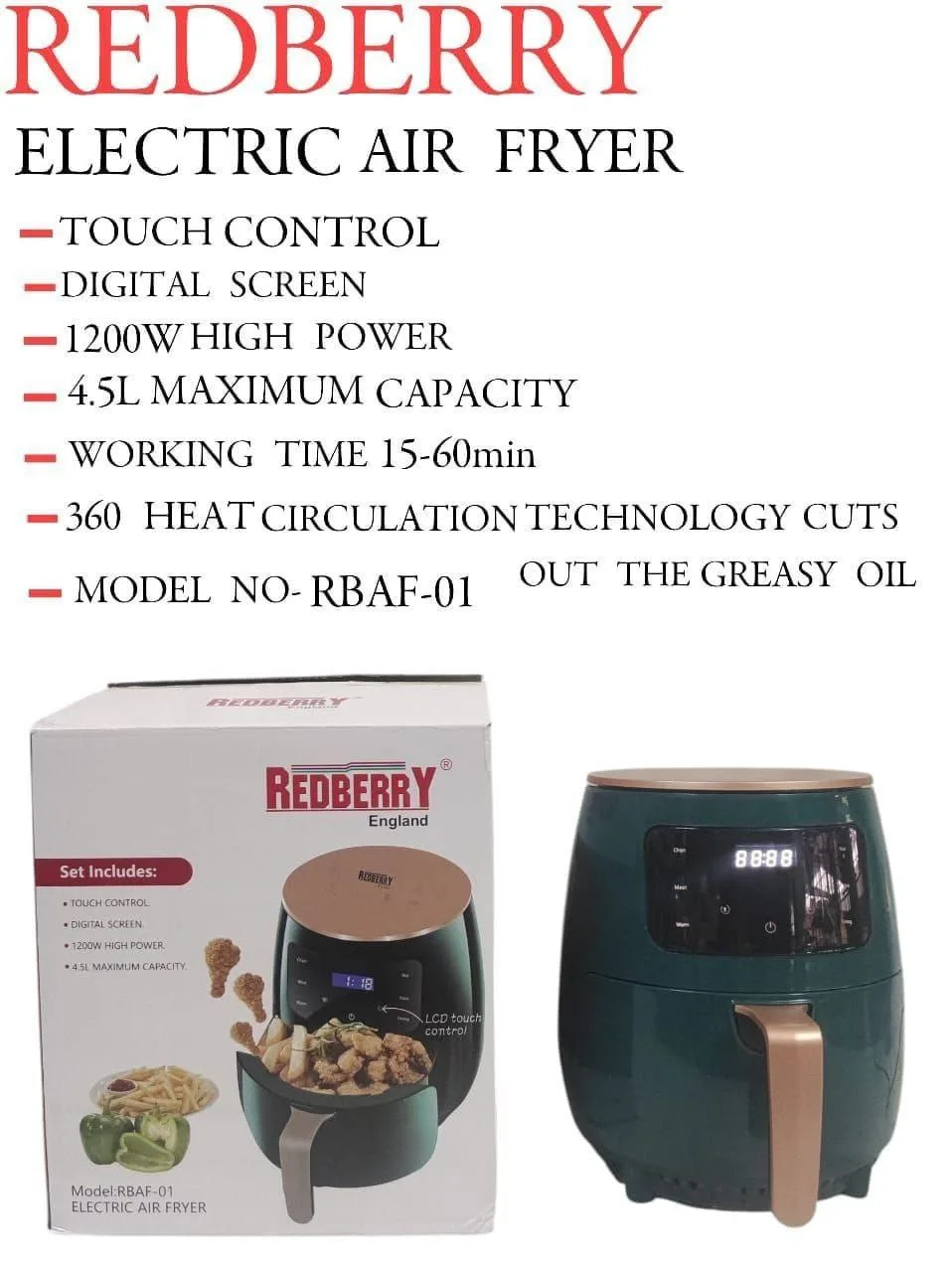 Redberry RBAF-01 4.5L Air Fryer - Image 3