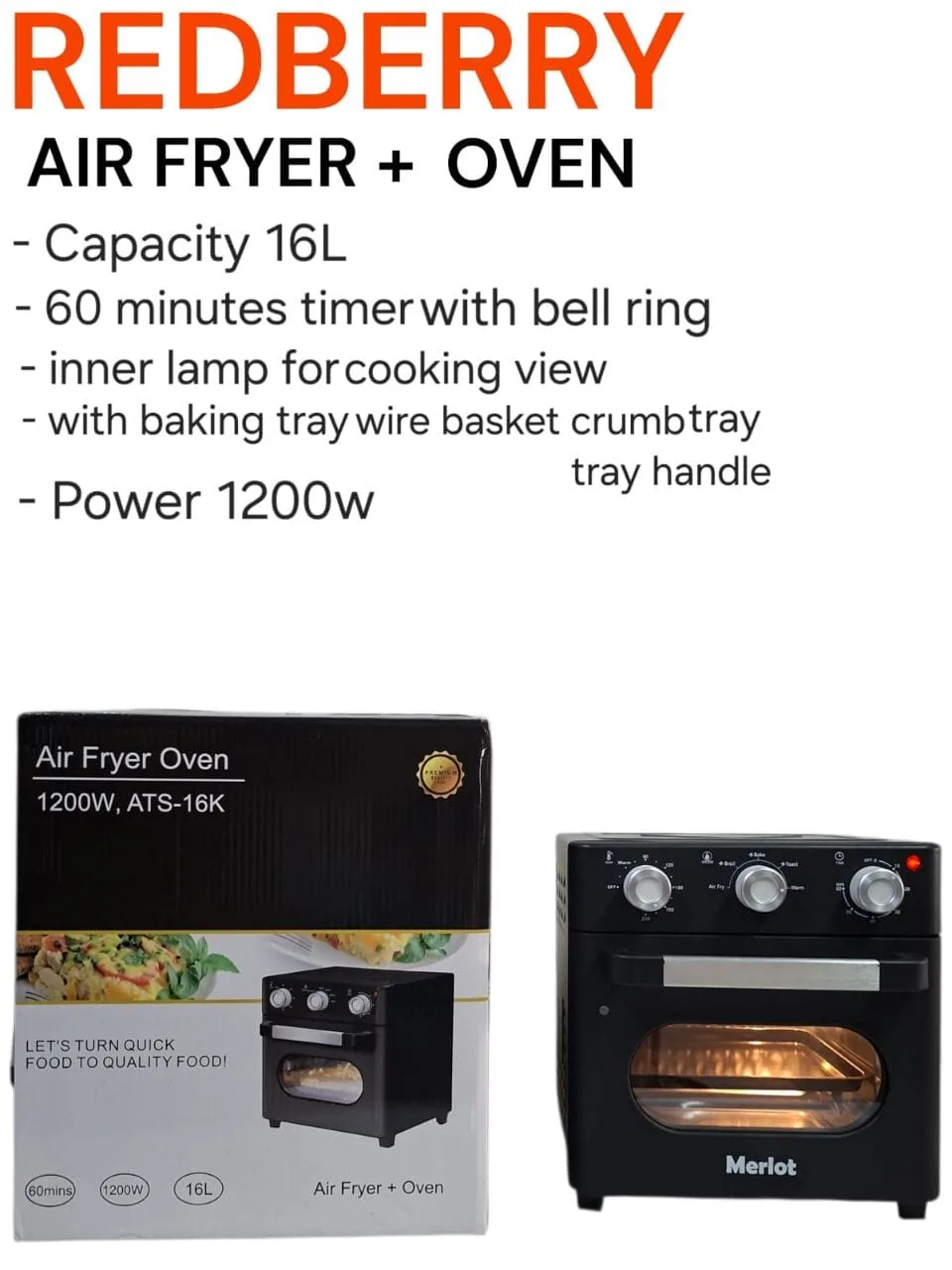 Redberry Meriot ATS-16K 16L Air Fryer Oven - Image 3