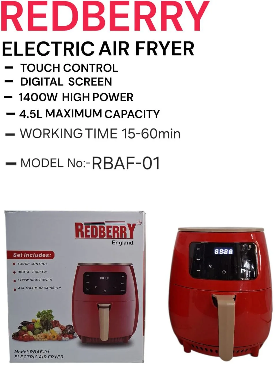 Redberry RBAF-01 4.5L Air Fryer - Image 2