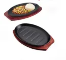 Cast Iron Sizzling Plate With Wooden Tray