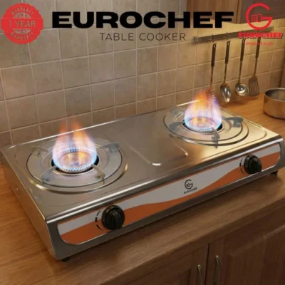 Eurochef 2-Burner Stainless Steel Tabletop Gas Cooker